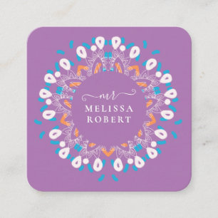 Beauful Lavander Paars Floral Mandala Marble Vierkante Visitekaartje