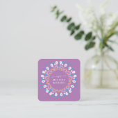 Beauful Lavander Paars Floral Mandala Marble Vierkante Visitekaartje (Staand voorkant)