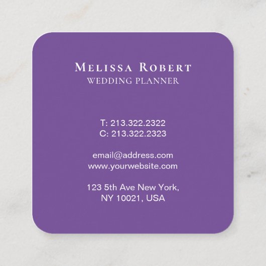 Beauful Lavander Paars Floral Mandala Marble Vierkante Visitekaartje (Achterkant)