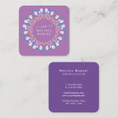 Beauful Lavander Paars Floral Mandala Marble Vierkante Visitekaartje (Voorkant / Achterkant)