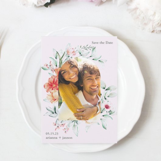 Beauful Lavender Floral Arch Photo Wedding Save The Date