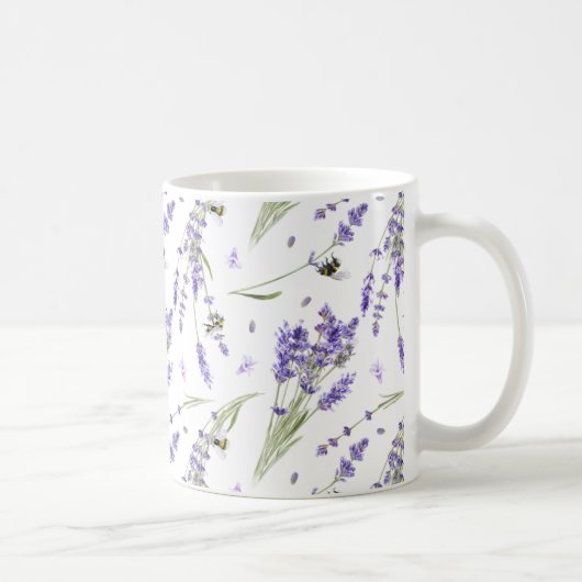 Beauful Lavender Honey Bees Floral Koffiemok (Rechts)