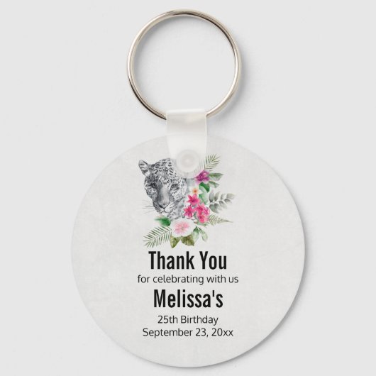 Beauful Leopard Head Waterverf Favor Sleutelhanger (Voorkant)