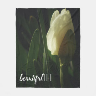 Beauful Life Quote Daffodil Foto Fleece Deken