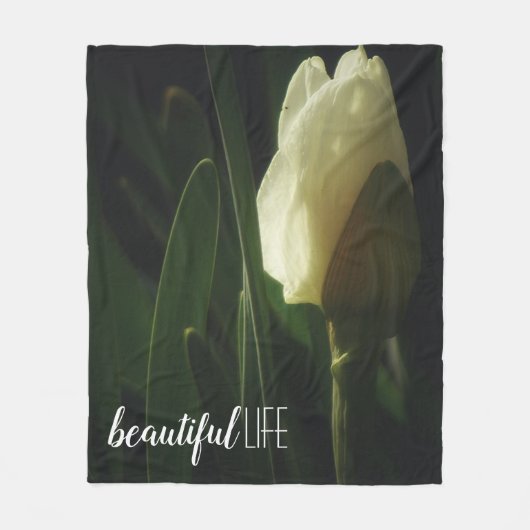 Beauful Life Quote Daffodil Foto Fleece Deken (Voorkant)