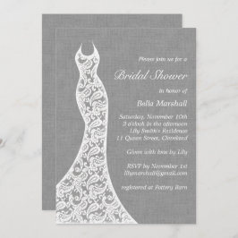 Beauful Linen Bridal Shower-uitnodiging Kaart