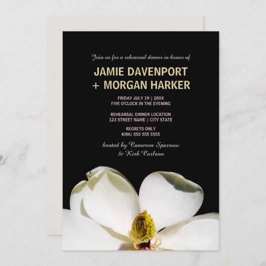 Beauful Magnolia Rehearsal Dinner Invite Kaart (Voorkant / Achterkant)