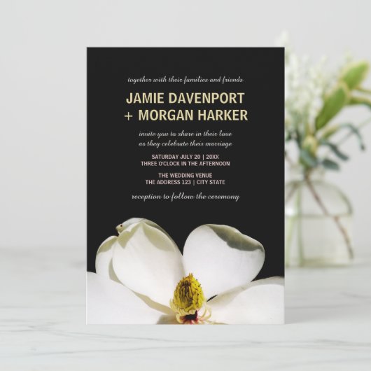 Beauful Magnolia Wedding Invite Kaart (Staand voorkant)