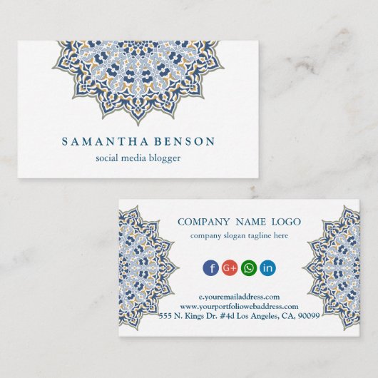 Beauful Mandala Social Media Blogger Visitekaartje (Voorkant / Achterkant)