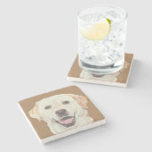 Beauful Marble Onderzetter Yellow Labrador (Zijkant)