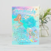 Beauful Mermaid Birthday Uitnodiging (Staand voorkant)