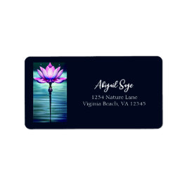 Beauful Moonlit Roze Lotus Flower Address Etiket