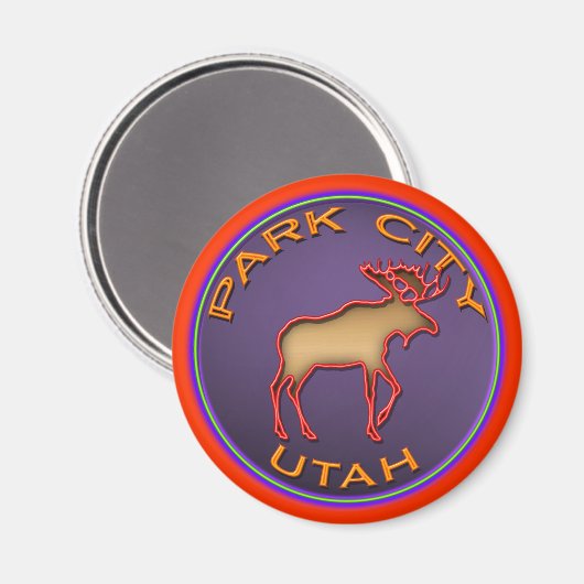 Beauful Moose Medallion Park City Souvenir Magneet (Voorkant / Achterkant)