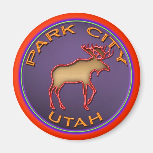 Beauful Moose Medallion Park City Souvenir Magneet (Voorkant)
