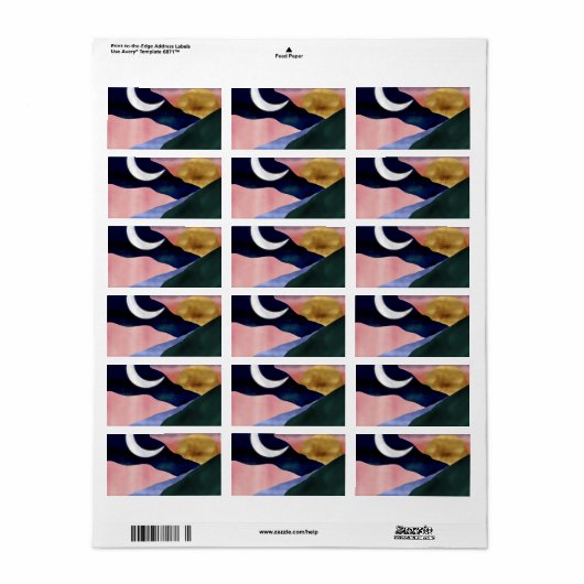 Beauful Mountain River Moon Sunset Design Etiket (Full Sheet)