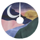 Beauful Mountain River Moon Sunset Design Kerstboom Rok (Voorkant)