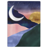 Beauful Mountain River Moon Sunset Design Klembord (Achterkant)