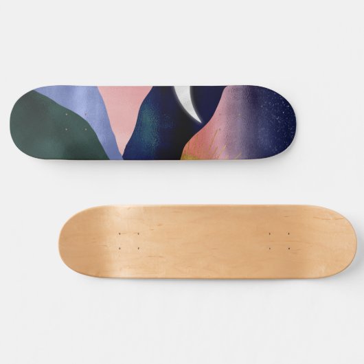 Beauful Mountain River Moon Sunset Design Persoonlijk Skateboard (Horizontaal)