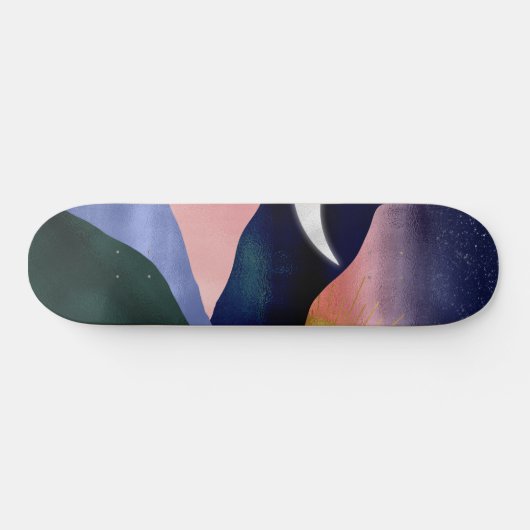 Beauful Mountain River Moon Sunset Design Persoonlijk Skateboard (Horizontaal)