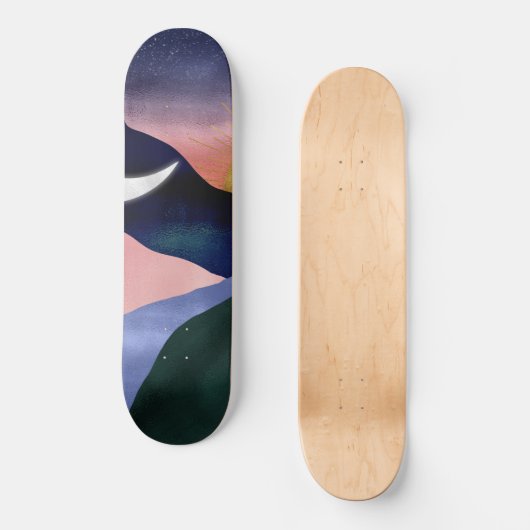Beauful Mountain River Moon Sunset Design Persoonlijk Skateboard (Voorkant)