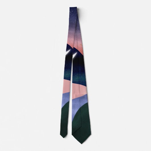 Beauful Mountain River Moon Sunset Design Stropdas (Achterkant)