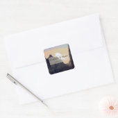 Beauful Mountain Sunset Wedding Vierkante Sticker (Envelop)