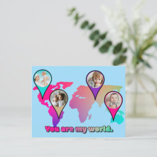 Beauful Multicolor Wereldkaart Photo Collage Briefkaart