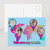Beauful Multicolor Wereldkaart Photo Collage Briefkaart (Voorkant / Achterkant)