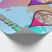 Beauful Multicolor Wereldkaart Photo Collage Cadeaupapier (Hoek)