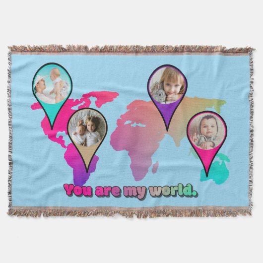 Beauful Multicolor Wereldkaart Photo Collage Deken (Voorkant)