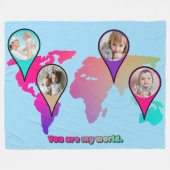 Beauful Multicolor Wereldkaart Photo Collage Fleece Deken (Voorkant (Horizontaal))