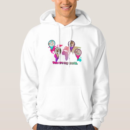 Beauful Multicolor Wereldkaart Photo Collage Hoodie (Voorkant)