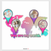 Beauful Multicolor Wereldkaart Photo Collage Sticker (Vel)