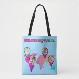 Beauful Multicolor Wereldkaart Photo Collage Tote Bag