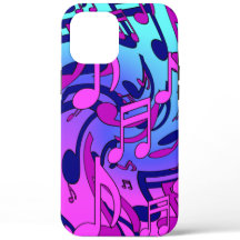 Beauful Music Musical Pattern Pink Paars Aqua