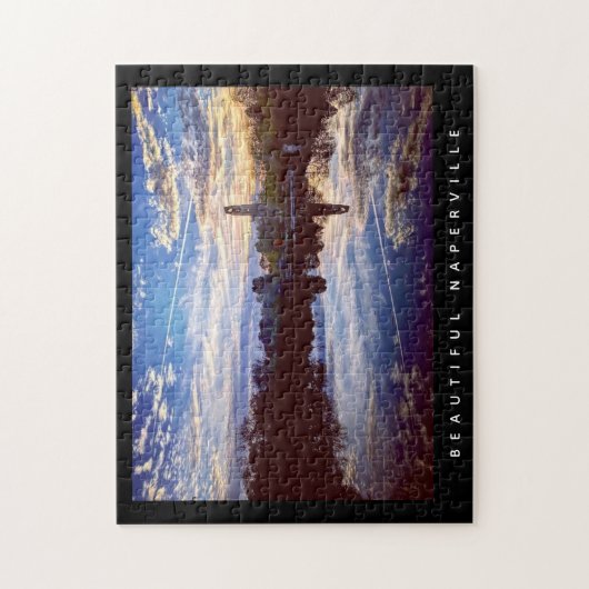 Beauful Naperville - Lake Reflection op Sunset Legpuzzel (Verticaal)