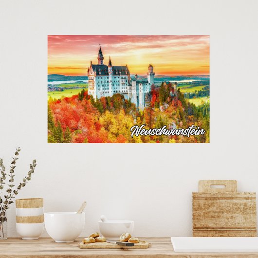 Beauful Neuschwanstein Castle, Duitsland Poster (Keuken)