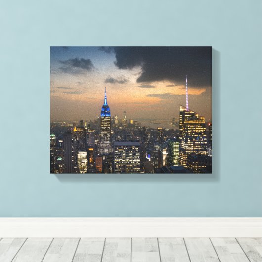 Beauful New York Evening Skyline Canvas Afdruk (Insitu (Houten vloer))