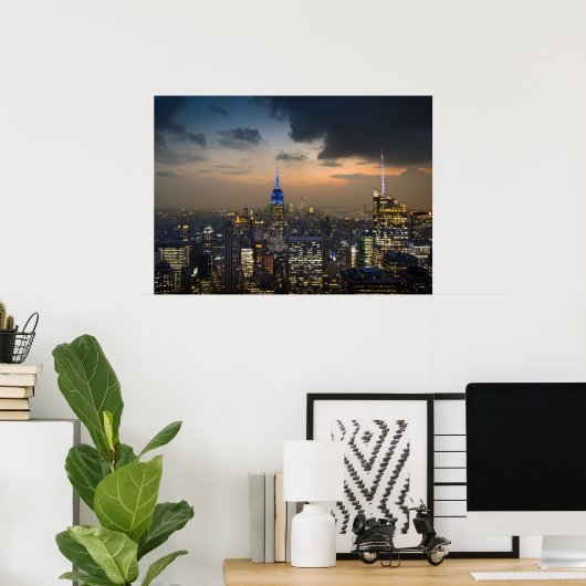 Beauful New York Evening Skyline Poster (Thuiskantoor)