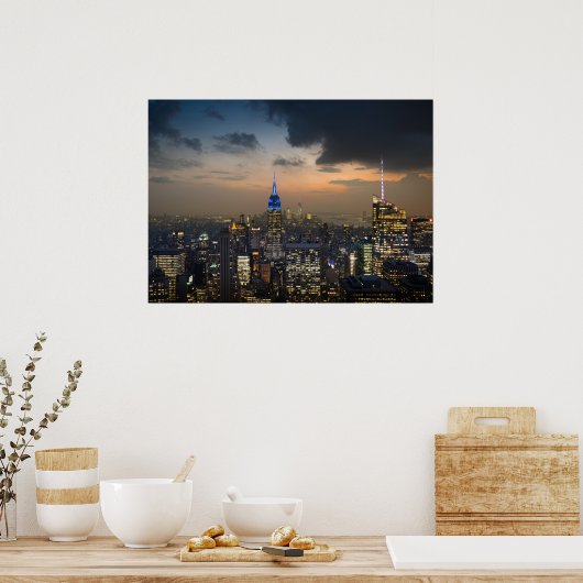 Beauful New York Evening Skyline Poster (Keuken)