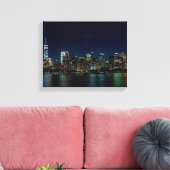 Beauful New York Skyline bij nacht Canvas Afdruk (Insitu (Woonkamer))