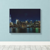 Beauful New York Skyline bij nacht Canvas Afdruk (Insitu (Houten vloer))