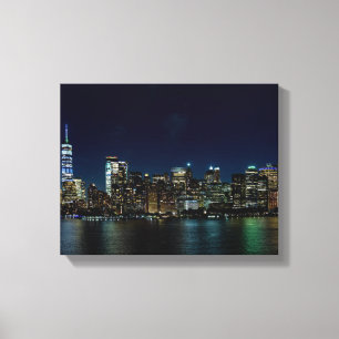 Beauful New York Skyline bij nacht Canvas Afdruk