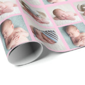 Beauful Newborn Foto 4 Afbeelding Baby Girl Pink Cadeaupapier (Rol Hoek)