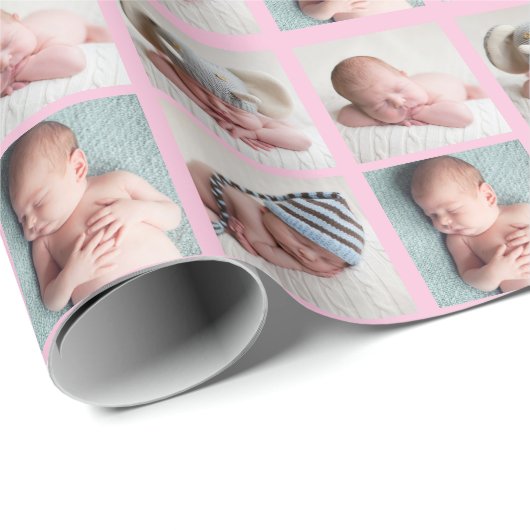 Beauful Newborn Foto 4 Afbeelding Baby Girl Pink Cadeaupapier (Rol Hoek)