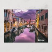 Beauful Night Street Scene Venice Italië Briefkaart (Voorkant)