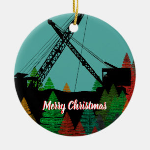 Beauful Northwest Crane Operating Engineer Art Keramisch Ornament