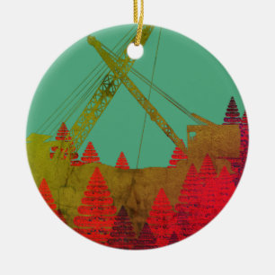 Beauful Northwest Crane Operating Engineer Art Keramisch Ornament