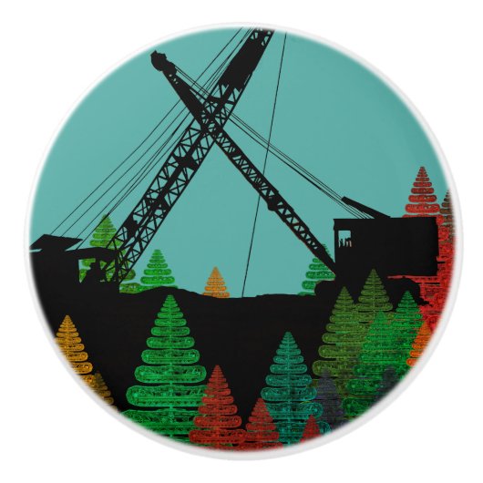 Beauful Northwest Crane Operating Engineer Art Keramische Knop (Voorkant)