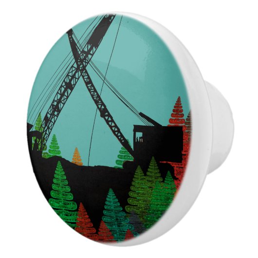 Beauful Northwest Crane Operating Engineer Art Keramische Knop (Rechts)